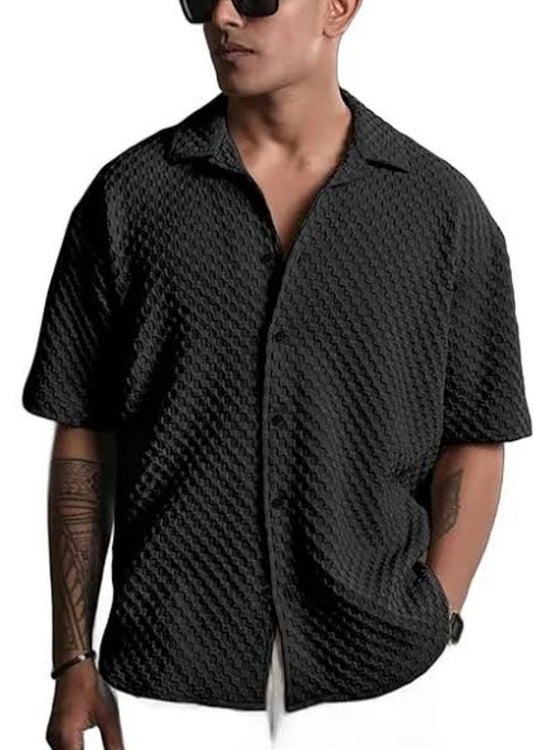 COTTON - BLACK HALF SLEEVES SHIRT