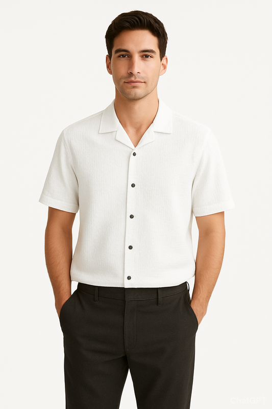 COTTON - WHITE HALF SLEEVES SHIRT