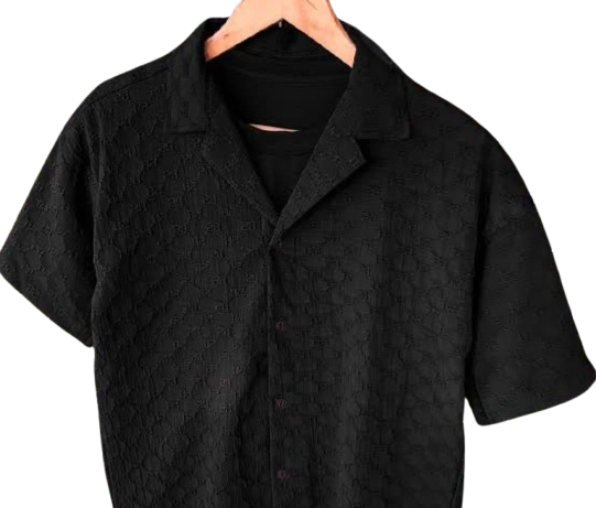 COTTON - BLACK HALF SLEEVES SHIRT