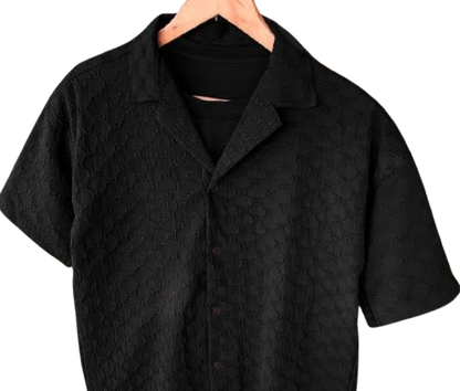 COTTON - BLACK HALF SLEEVES SHIRT